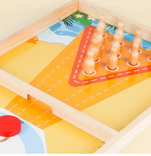 4 in 1 Multifunctional Toy -Mini Bowling, LUDO, sling shot with coins