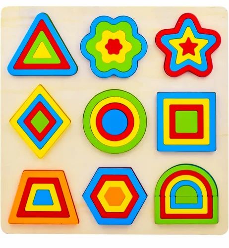 9 in 1 Wooden Shapes Geometric puzzle Board for kids