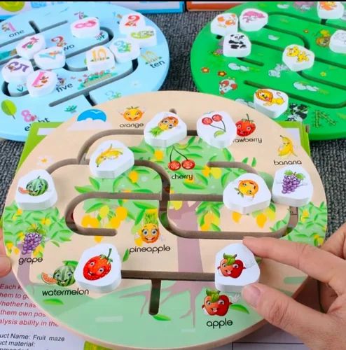 Animals and fruits Maze wooden educational Montessori Toys