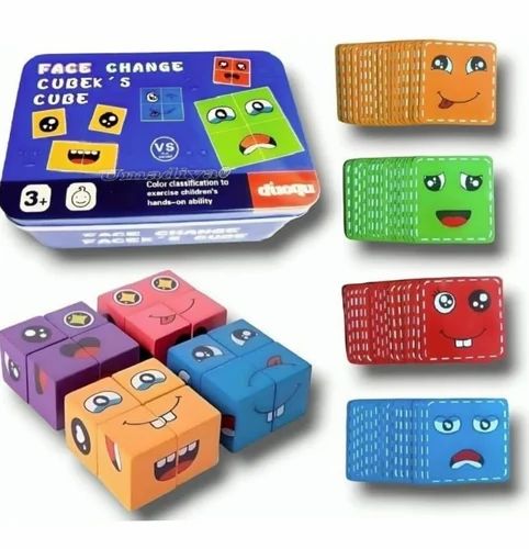 Face Changing cube puzzle with cards and metal box-Face change rubiks cube puzzle