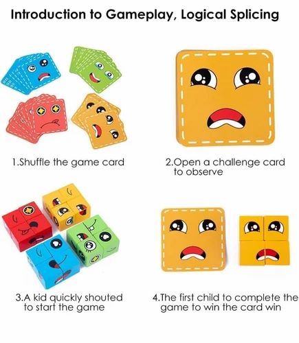 Face Changing cube puzzle with cards and metal box-Face change rubiks cube puzzle