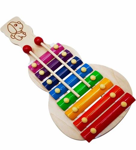 Guitar type Wooden xylophone with 8 nodes and 2 wooden sticks