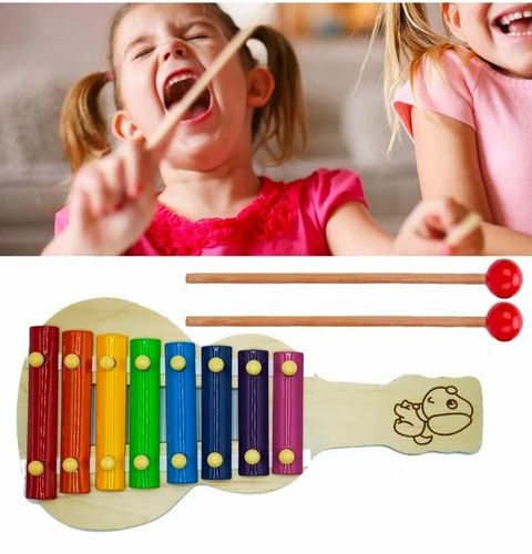 Guitar type Wooden xylophone with 8 nodes and 2 wooden sticks