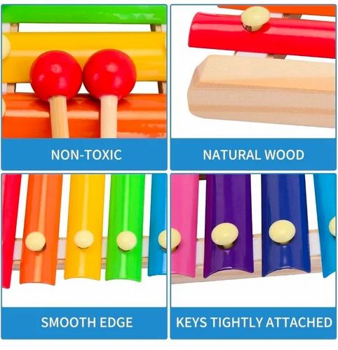 Guitar type Wooden xylophone with 8 nodes and 2 wooden sticks