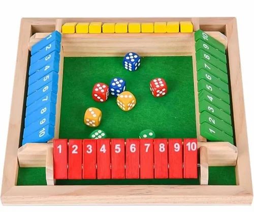 Shut the Box Game Wooden-Colour with 8 Dices