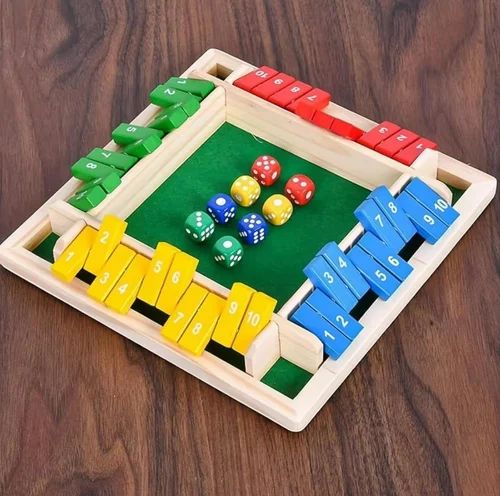 Shut the Box Game Wooden-Colour with 8 Dices