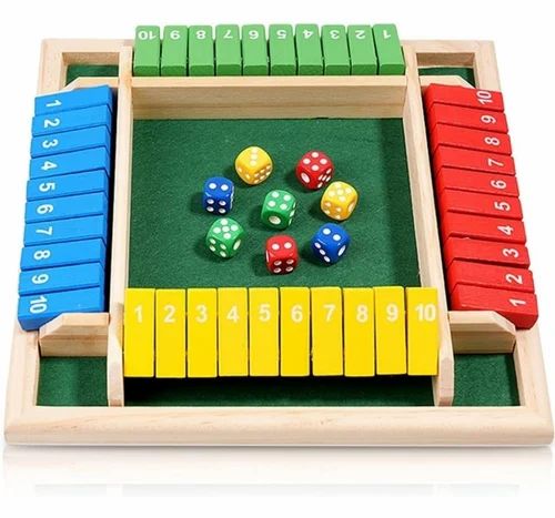 Shut the Box Game Wooden-Colour with 8 Dices