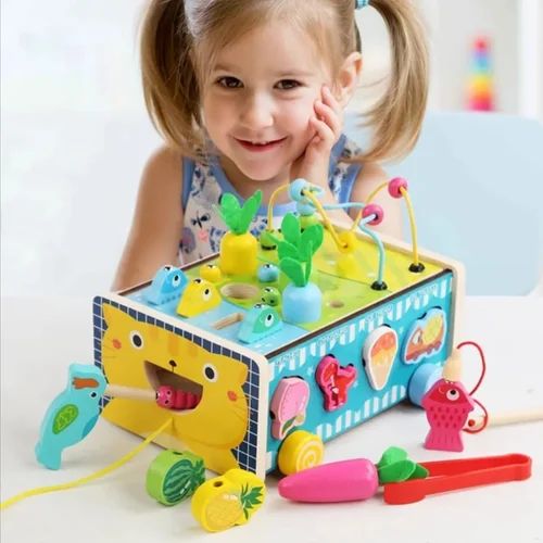 8 in 1 Multi Functional Vehicle Toy- Bead Maze, Magnetic Fishing ,Carrot Pulling, Animals ,Vehicle