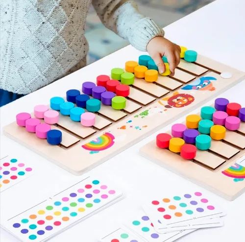 Wooden 12 Colour sorting and Matching Game for brain development for kids and Adults
