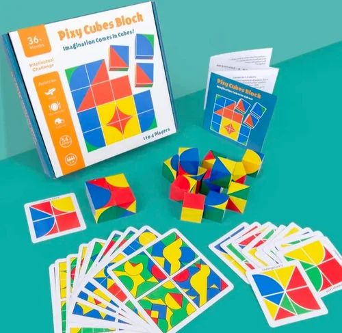 Wooden Puzzle-Wooden 3D Pixy Cube Game with cards-STEM Toys For kids