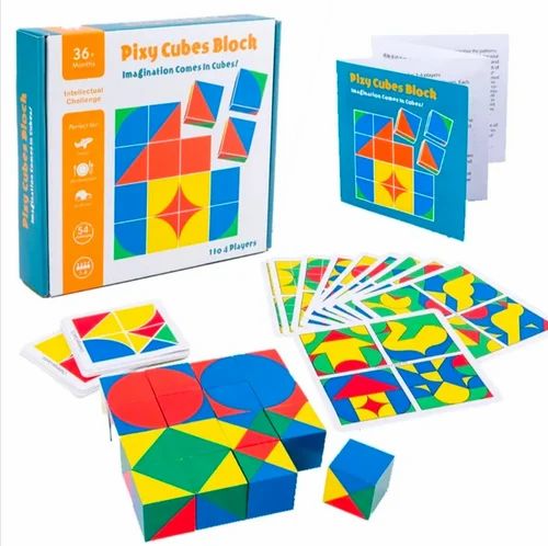 Wooden Puzzle-Wooden 3D Pixy Cube Game with cards-STEM Toys For kids