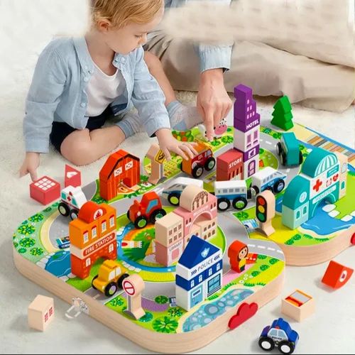 Wooden City Building Blocks for Kids with Multiple Places