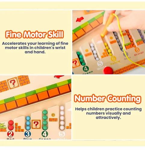 Wooden Colour and Number Mushroom Magnetic Maze Game