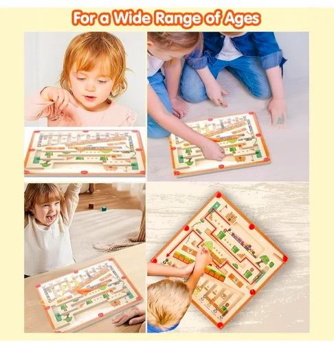 Wooden Colour and Number Mushroom Magnetic Maze Game