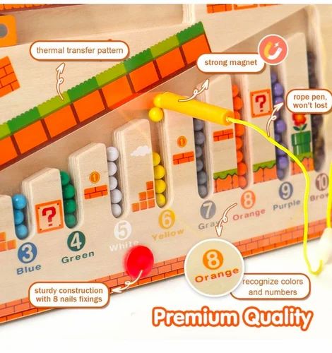 Wooden Colour and Number Mushroom Magnetic Maze Game