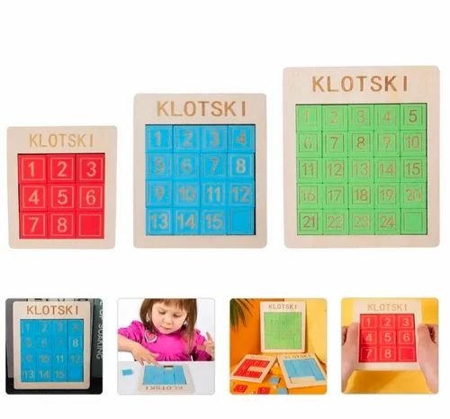 Wooden Klotski Sliding Puzzle Game