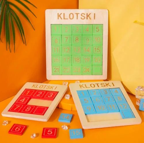 Wooden Klotski Sliding Puzzle Game