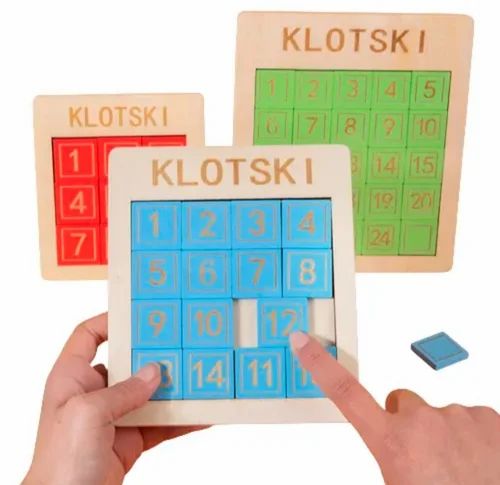 Wooden Klotski Sliding Puzzle Game