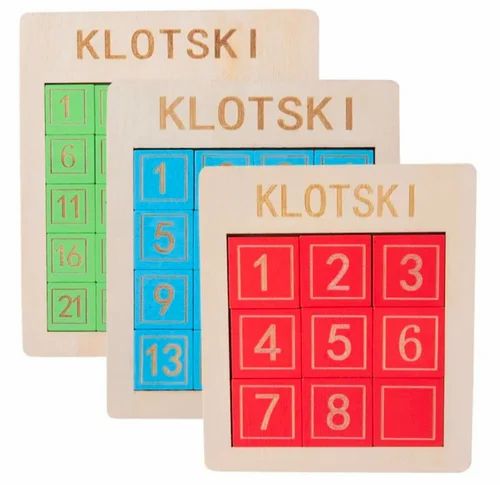 Wooden Klotski Sliding Puzzle Game