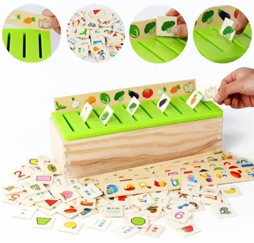 Wooden Knowledge Classification Box(Shapes,Numbers,vehicles,Animals,Fruits & Veg) Puzzle for kids