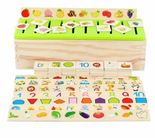 Wooden Knowledge Classification Box(Shapes,Numbers,vehicles,Animals,Fruits & Veg) Puzzle for kids