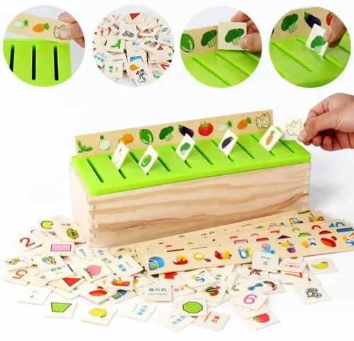 Wooden Knowledge Classification Box(Shapes,Numbers,vehicles,Animals,Fruits & Veg) Puzzle for kids