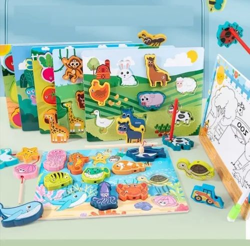 Wooden Magnetic Fishing Board with white board