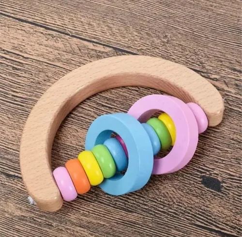 Wooden Rattles toy with Teether for kids