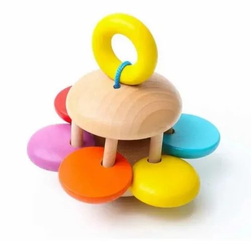 Wooden Rattles toy with Teether for kids