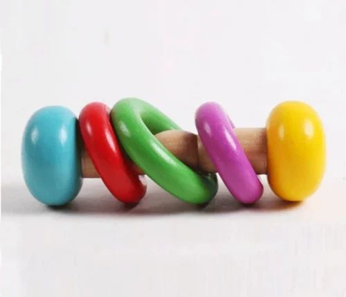 Wooden Rattles toy with Teether for kids