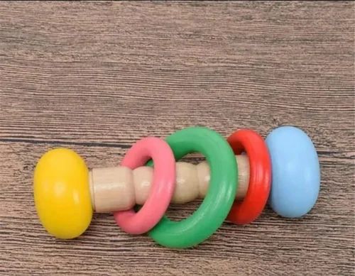 Wooden Rattles toy with Teether for kids