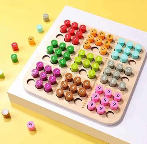 Wooden Sudoku Game-with Colours and Numbers Matching