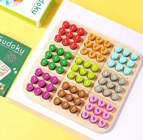 Wooden Sudoku Game-with Colours and Numbers Matching