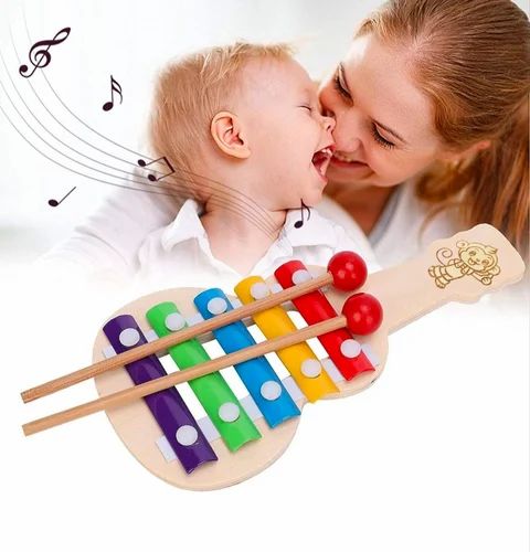 Wooden Xylophone Guitar Type with 5 Nodes and 2 wooden sticks