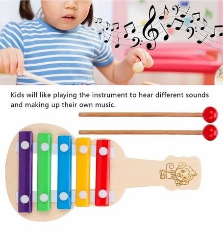 Wooden Xylophone Guitar Type with 5 Nodes and 2 wooden sticks