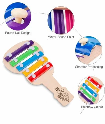 Wooden Xylophone Guitar Type with 5 Nodes and 2 wooden sticks